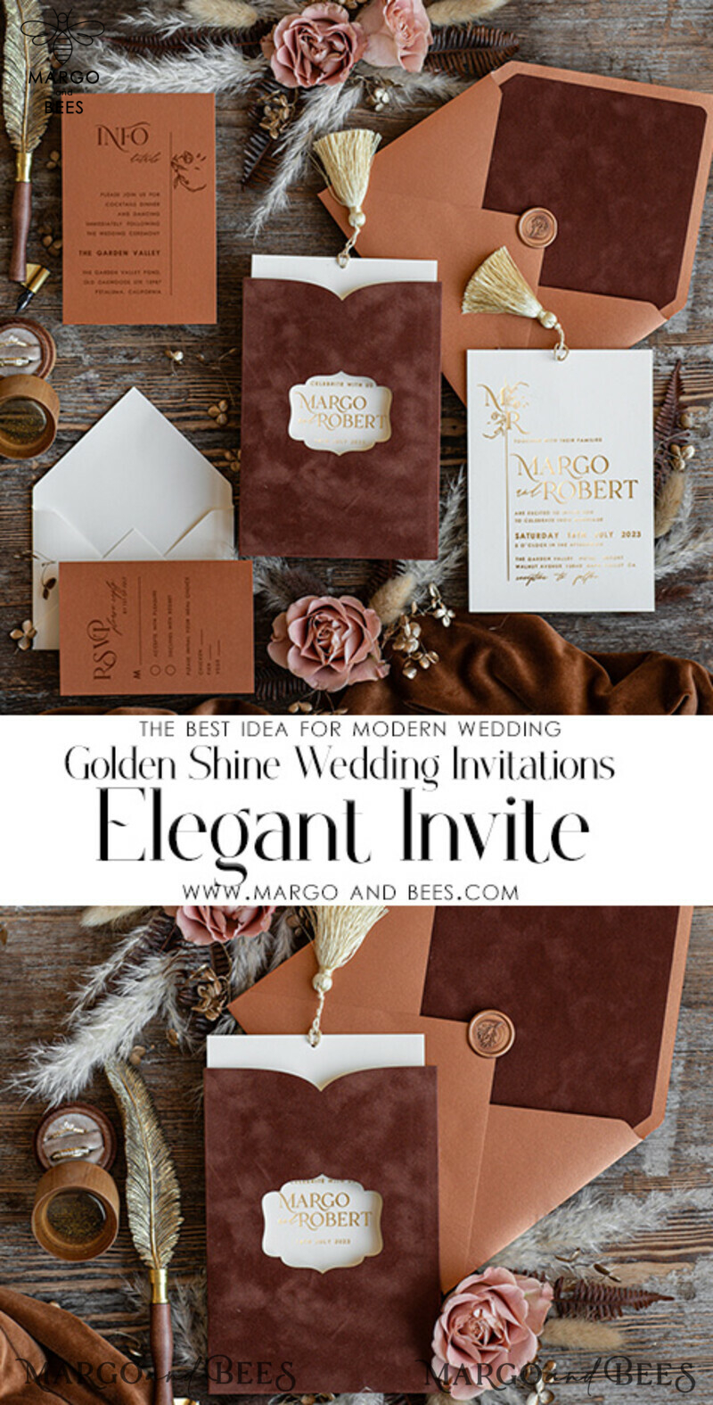 Elevate Your Wedding with Custom Glamour: Introducing the Golden Shine Luxury Wedding Invitation Suite-3