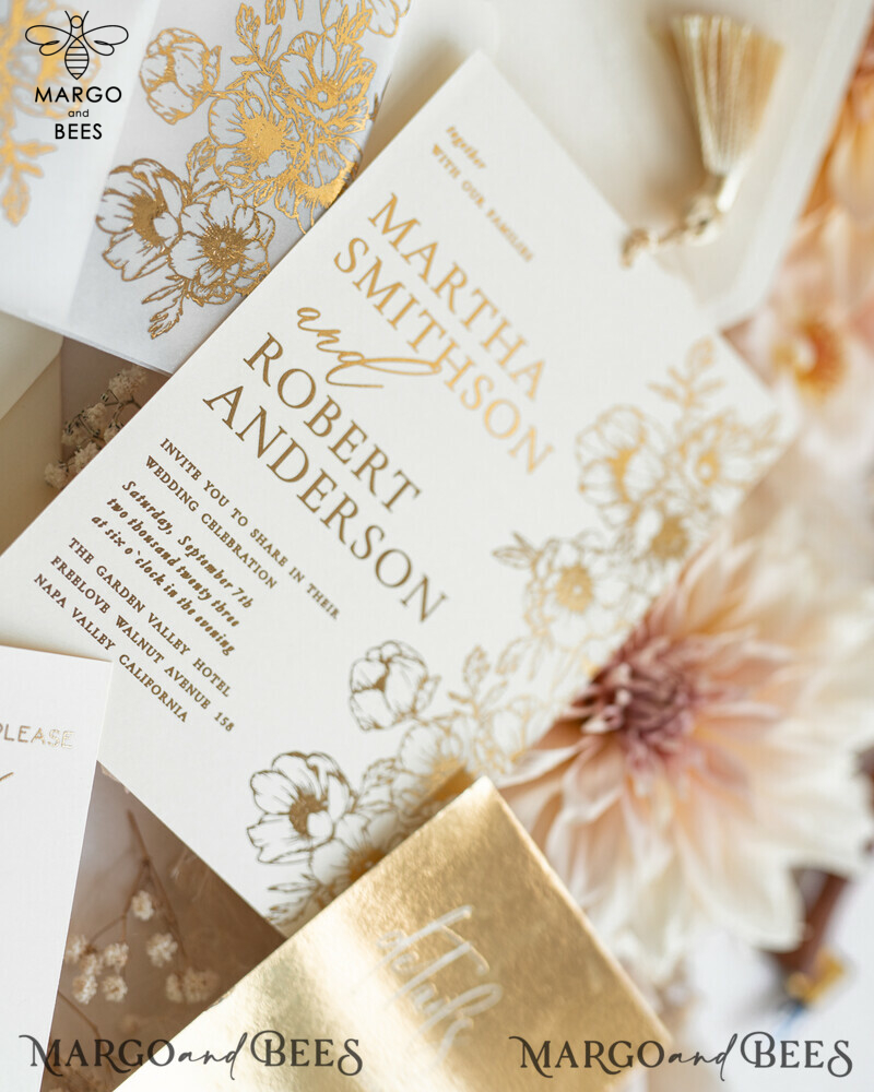 Vllum Wedding Invitation Suite: Boho Glam with Golden Shine - Elegant Gold Wedding Cards-1