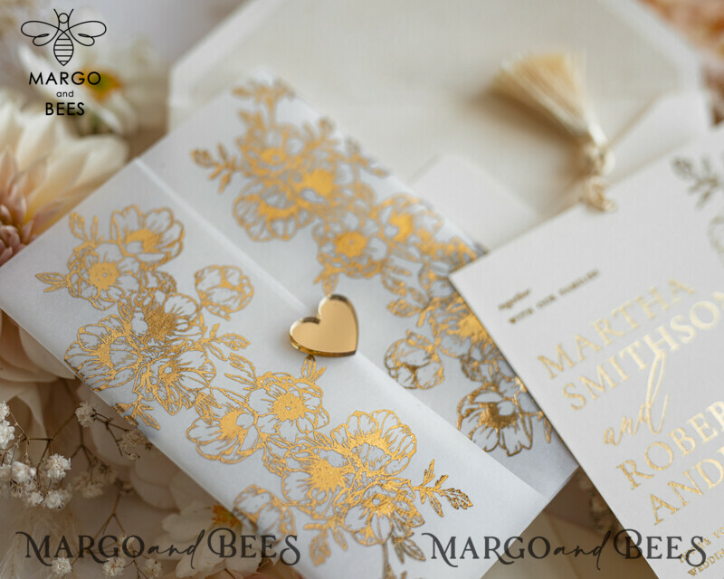 Vllum Wedding Invitation Suite: Boho Glam with Golden Shine - Elegant Gold Wedding Cards-11