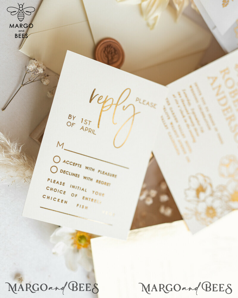 Vllum Wedding Invitation Suite: Boho Glam with Golden Shine - Elegant Gold Wedding Cards-12