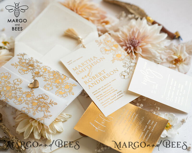 Vllum Wedding Invitation Suite: Boho Glam with Golden Shine - Elegant Gold Wedding Cards-13