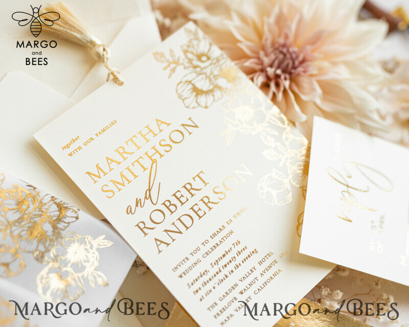Vllum Wedding Invitation Suite: Boho Glam with Golden Shine - Elegant Gold Wedding Cards-14