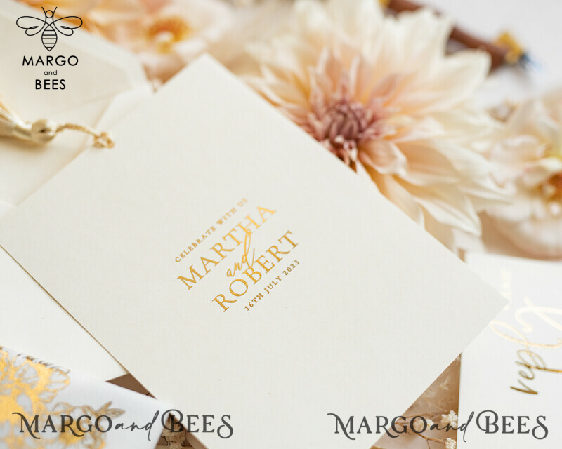 Vllum Wedding Invitation Suite: Boho Glam with Golden Shine - Elegant Gold Wedding Cards-15
