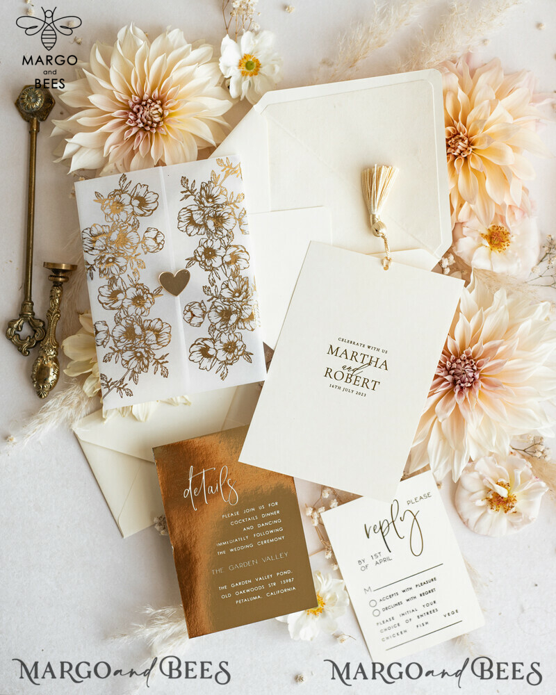 Vllum Wedding Invitation Suite: Boho Glam with Golden Shine - Elegant Gold Wedding Cards-17