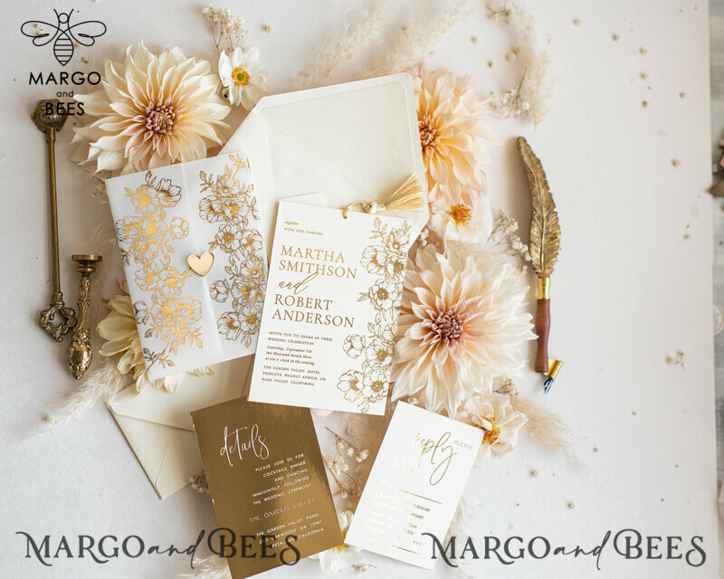 Vllum Wedding Invitation Suite: Boho Glam with Golden Shine - Elegant Gold Wedding Cards-20