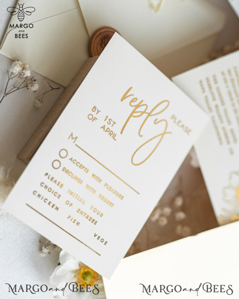 Introducing Vllum Wedding Invitation Suite: Boho Glam with Golden Shine - Elegant Gold Wedding Cards-2