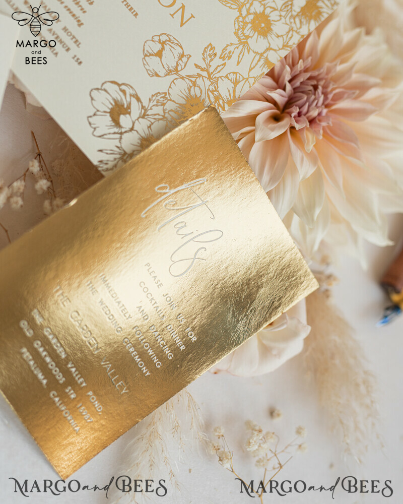 Vllum Wedding Invitation Suite: Boho Glam with Golden Shine - Elegant Gold Wedding Cards-4