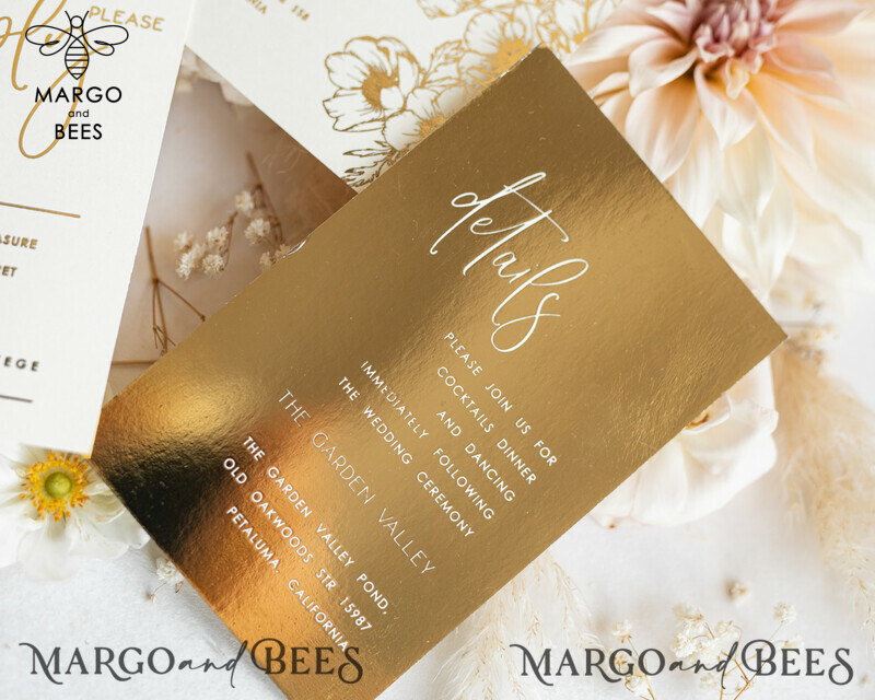 Introducing Vllum Wedding Invitation Suite: Boho Glam with Golden Shine - Elegant Gold Wedding Cards-5