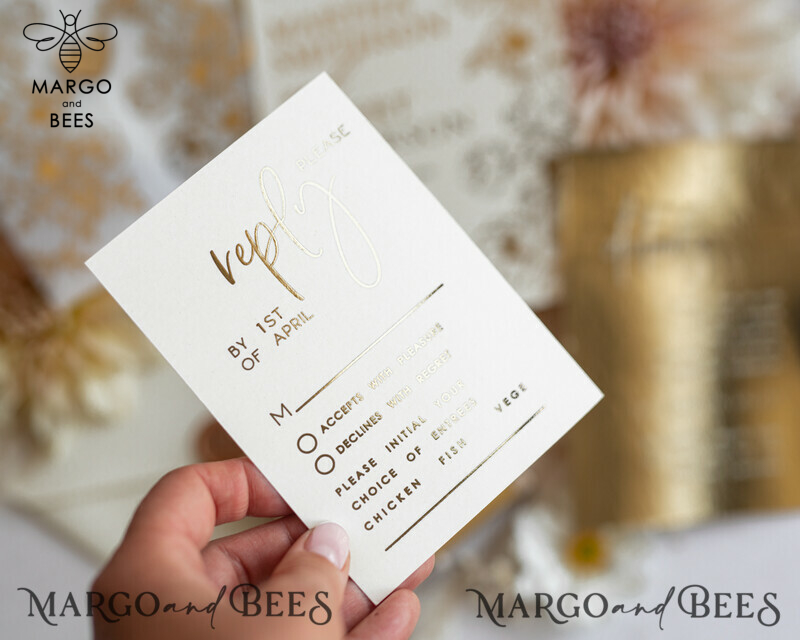 Vllum Wedding Invitation Suite: Boho Glam with Golden Shine - Elegant Gold Wedding Cards-8