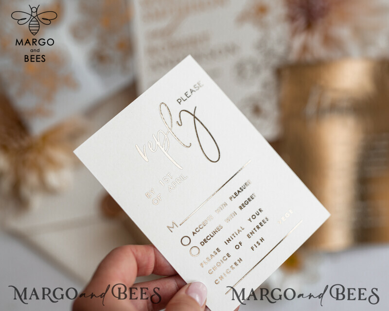 Introducing Vllum Wedding Invitation Suite: Boho Glam with Golden Shine - Elegant Gold Wedding Cards-9