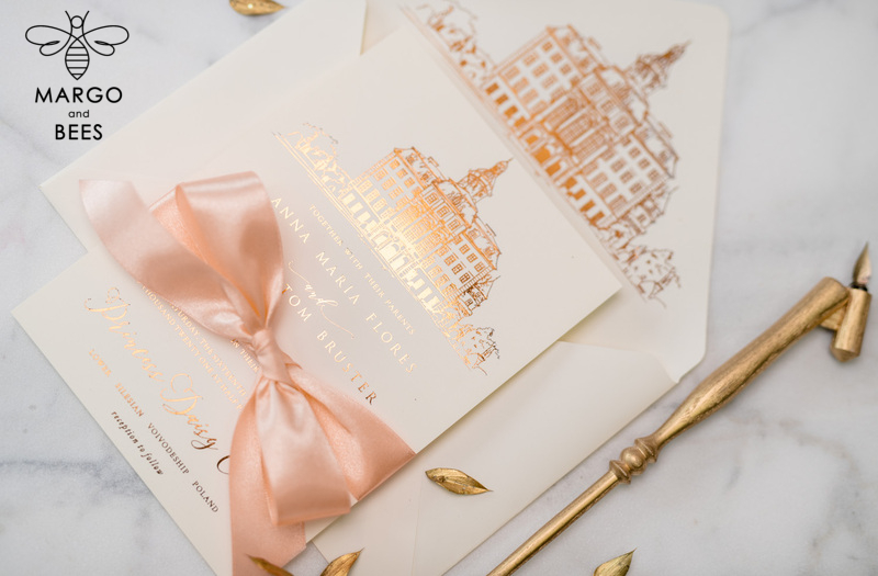 Wedding invitations sketch of your venue, Wedding Venue Luxury Invites, gold Wedding stationery-22