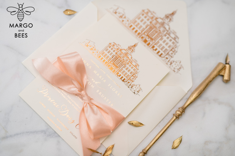 Wedding invitations sketch of your venue, Wedding Venue Luxury Invites, gold Wedding stationery-23