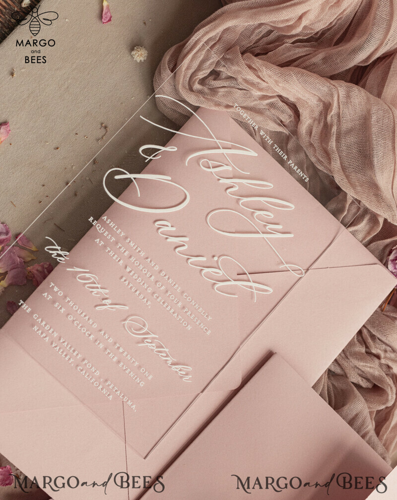mirror custom monogram on blush pink wedding invitations - bespoke wedding cards - choose your colors -15