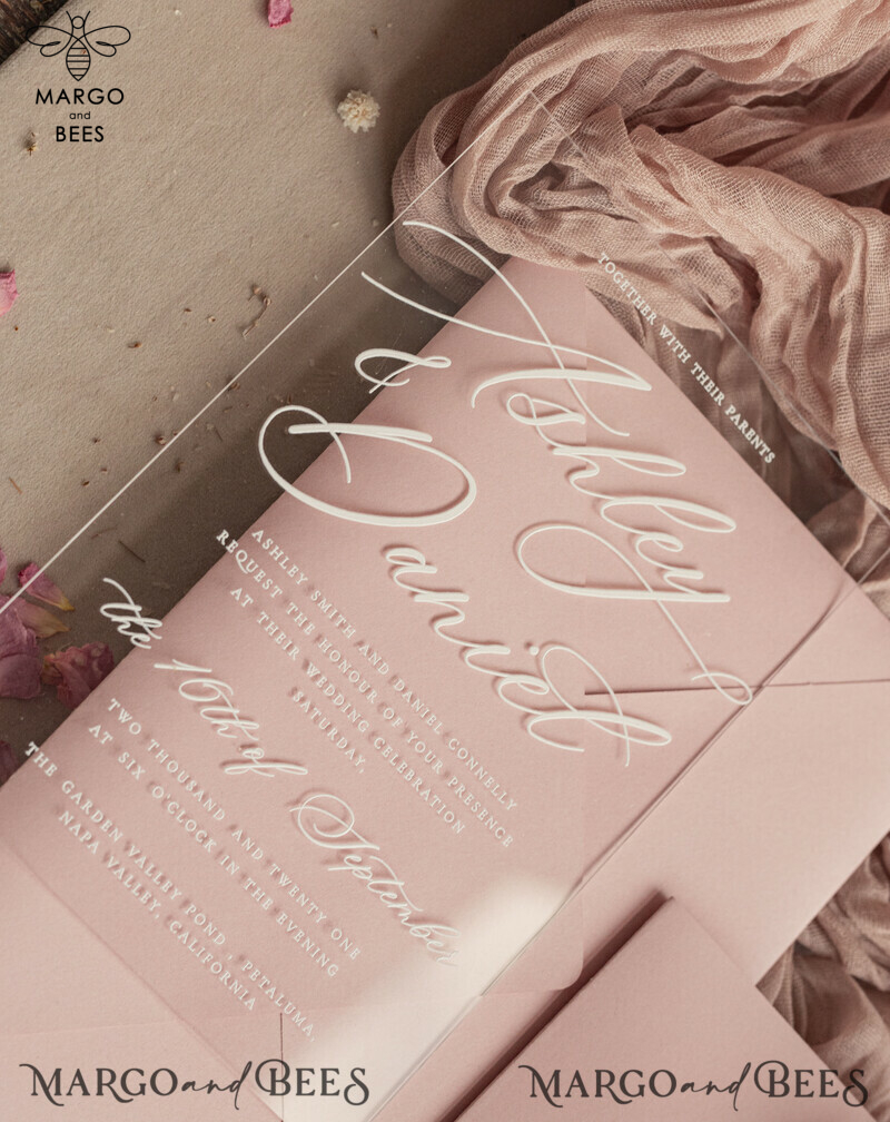 mirror custom monogram on blush pink wedding invitations - bespoke wedding cards - choose your colors -16