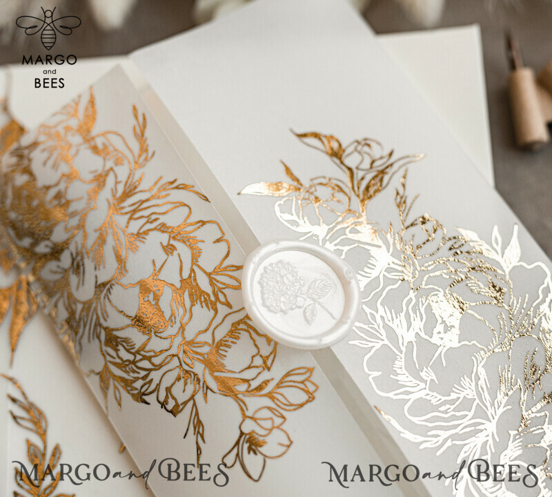 Luxury Gold Wedding Cards: Acrylic Wedding Invitation Suite with Golden Shine for a Glamorous Wedding-4