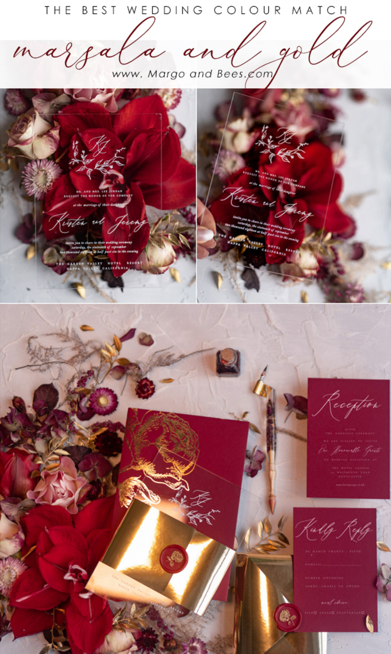 Marsala wedding invitation Suite, Luxory Indian Red and Gold Wedding Cards, Pocket Wedding Invites with burgundy envelope-15