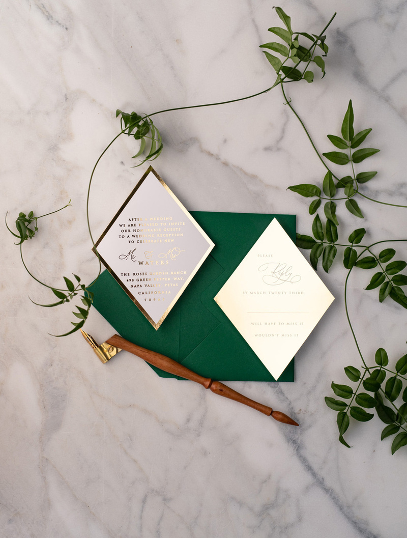 Green and Gold Luxury Wedding Invitations Eucalyptus Greenery Invites perfect for Greece Destination Wedding Cards-9