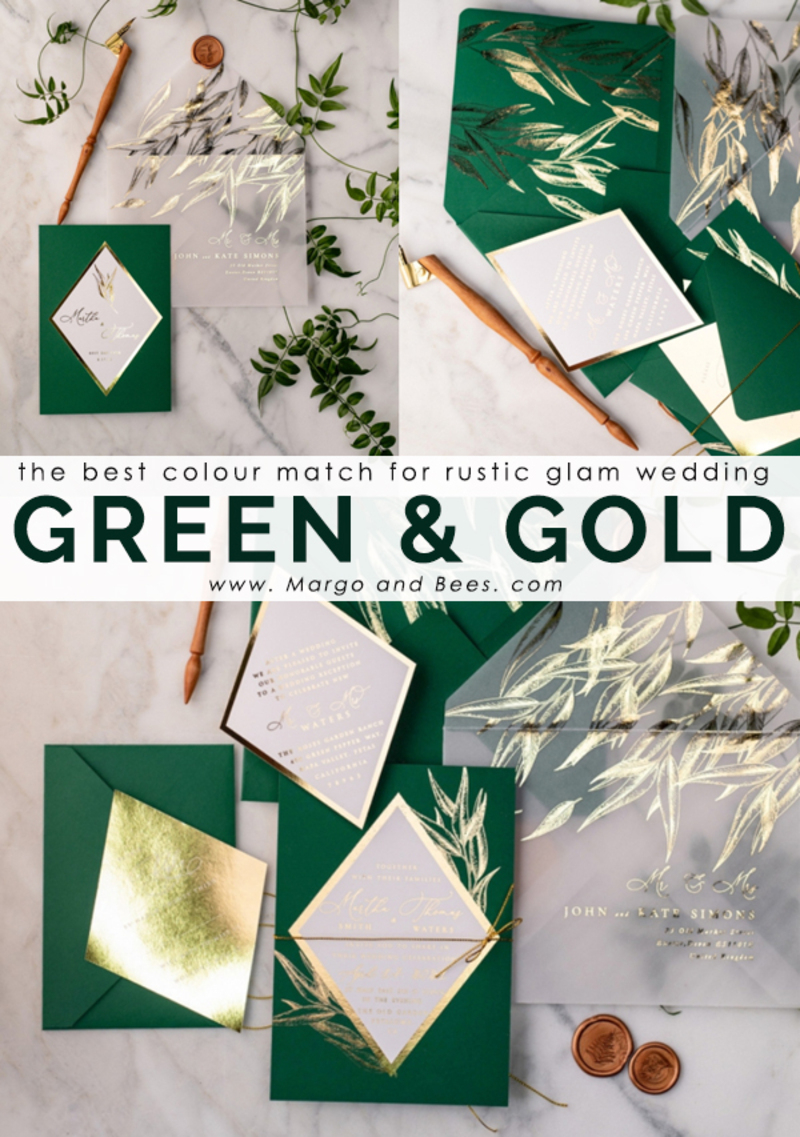 Green and Gold Luxury Wedding Invitations Eucalyptus Greenery Invites perfect for Greece Destination Wedding Cards-22