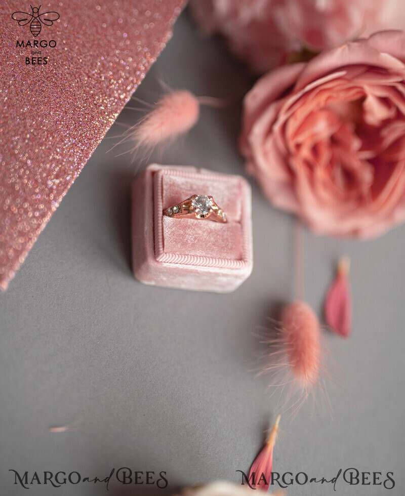 Luxury Rose Gold Wedding Invitations, Glamour Pink Glitter Wedding Invites, Elegant White Vellum Wedding Cards, Romantic Blush Pink Wedding Invitation Suite-10