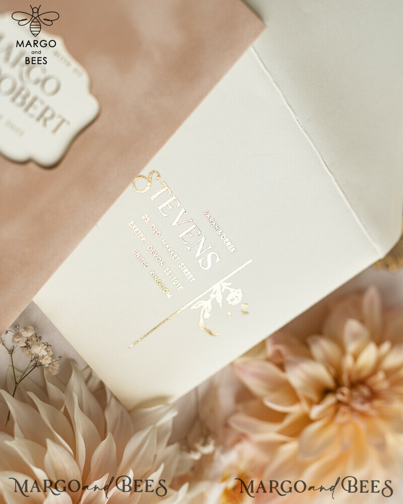 Luxury Wedding Cards: Elegant Gold Tassel Wedding Invitations with Custom Velvet Cream Pocket – Gold Wedding Invitation Suite-18