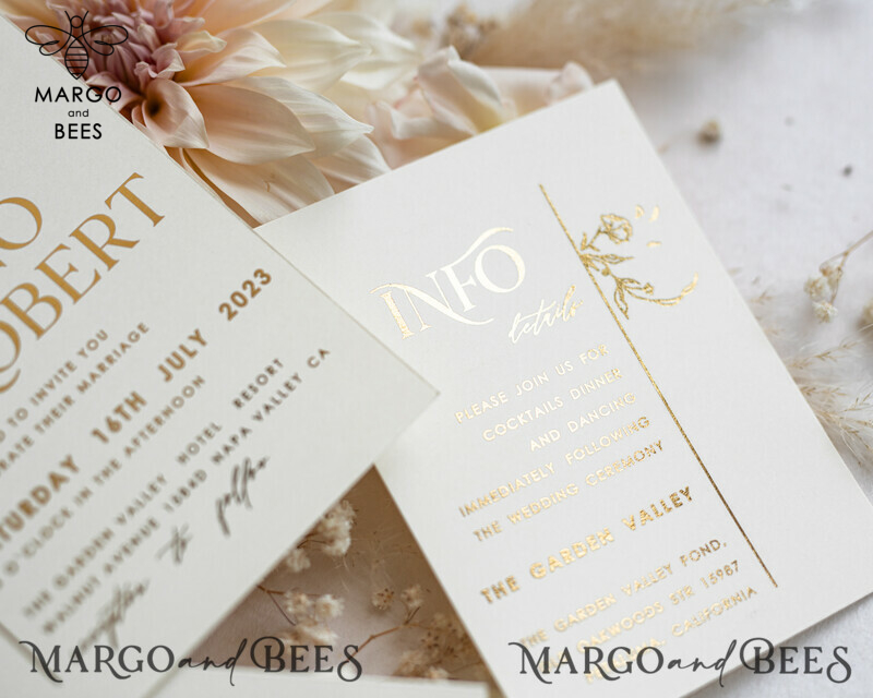 Luxury Wedding Cards: Elegant Gold Tassel Wedding Invitations with Custom Velvet Cream Pocket – Gold Wedding Invitation Suite-11
