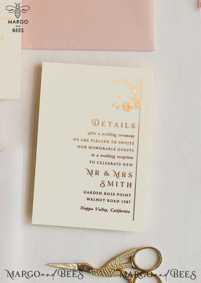 Elegant and Customizable Minimalistic Blush Pink Wedding Invitation Suite with Glamorous Gold Foil Accents - The Perfect Luxury Wedding Stationery-10