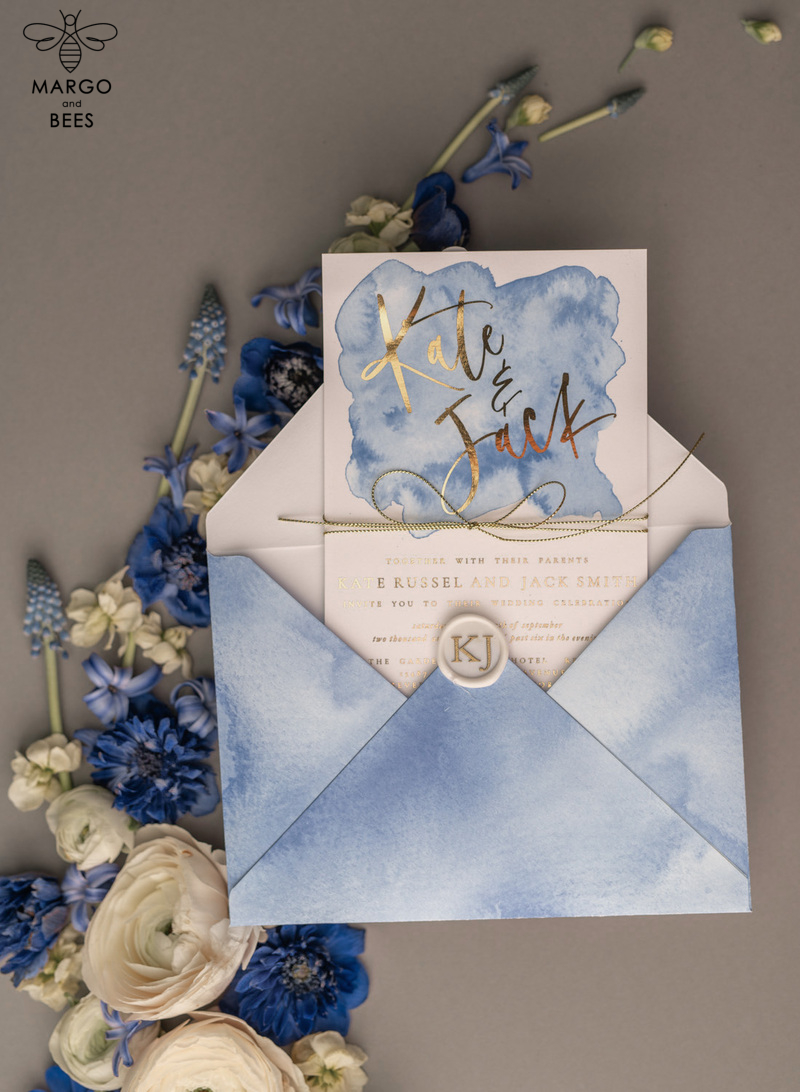 Personalised wedding invitations gold watercolor baby blue-14