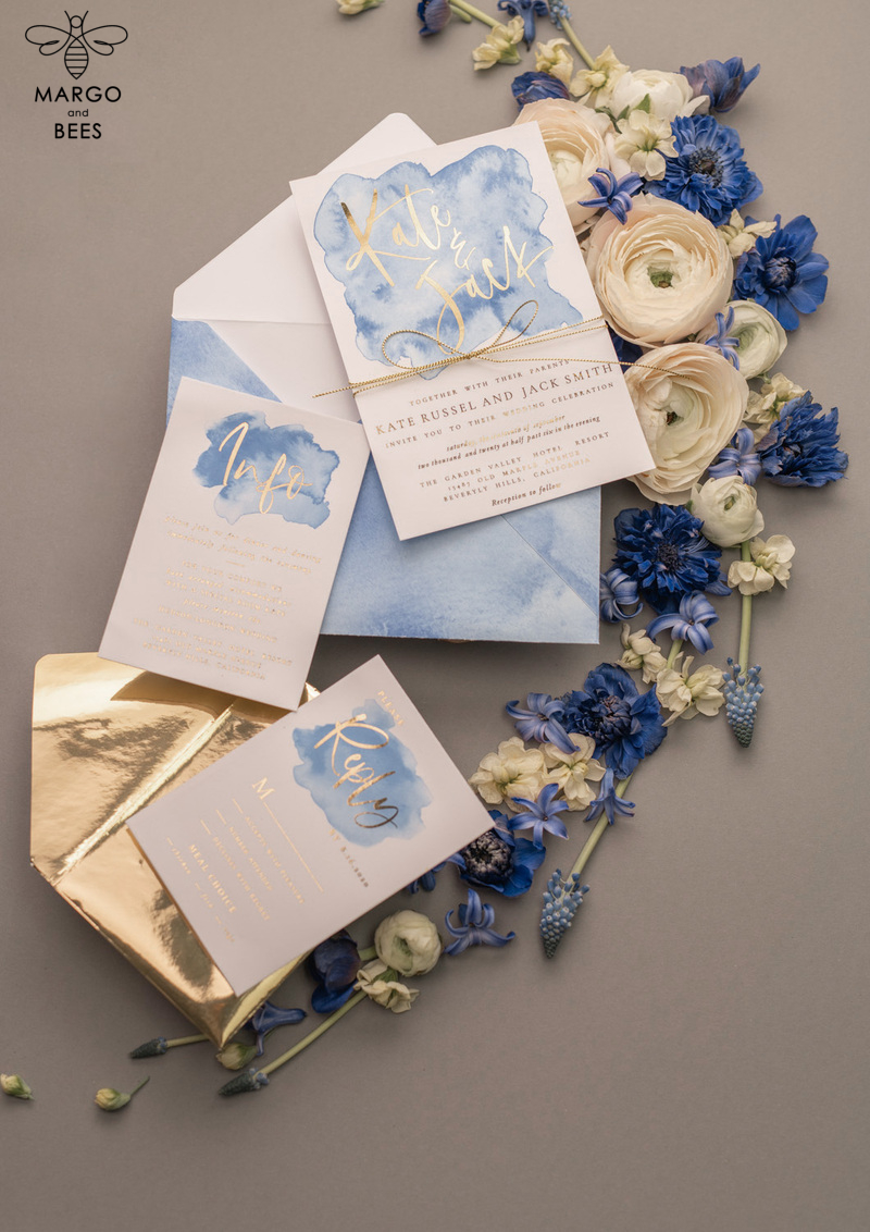Personalised wedding invitations gold watercolor baby blue-20