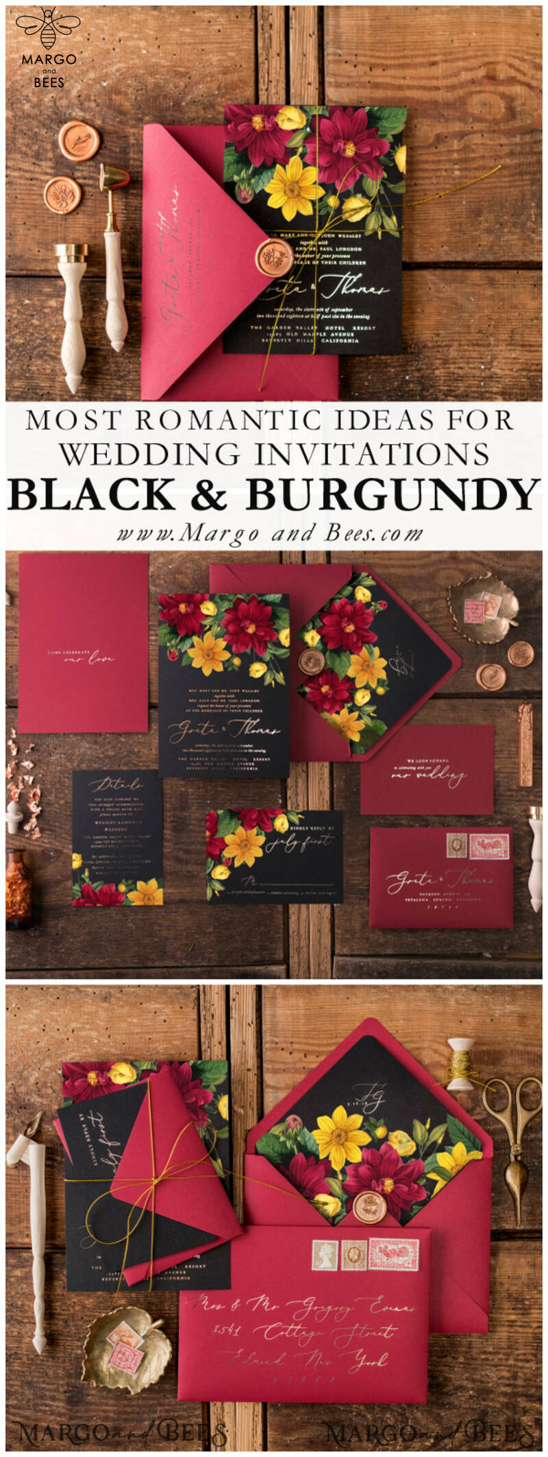 Romantic Wedding invitations Dhalias gold stationery, mauve and burgundy wedding invitation, fall wedding invites-13