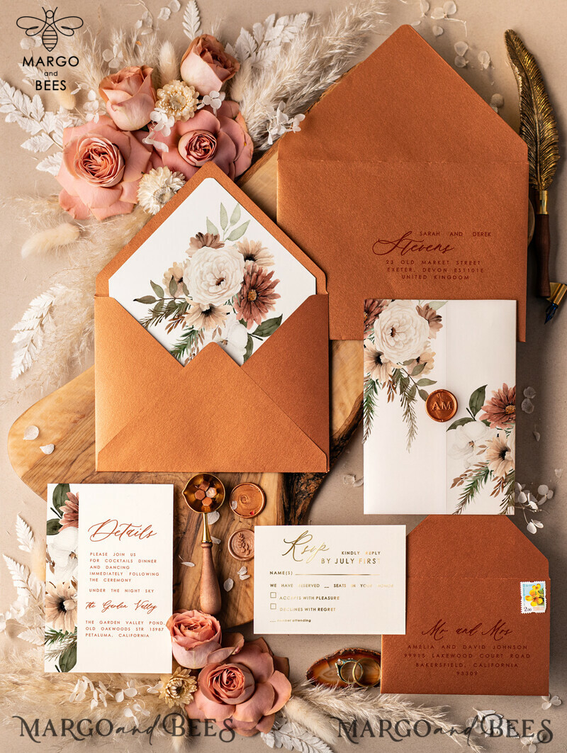 Affordable Glamour: Romantic Rose Gold Wedding Invitation Suite-2