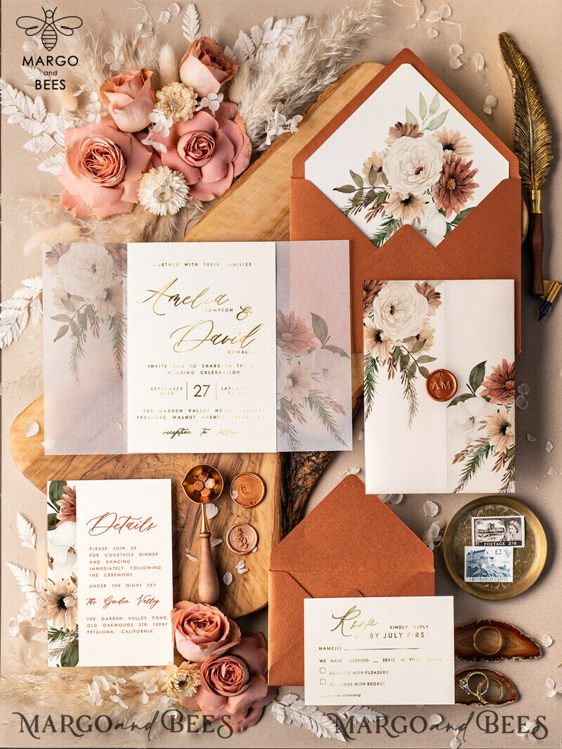 Affordable Glamour: Romantic Rose Gold Wedding Invitation Suite-0