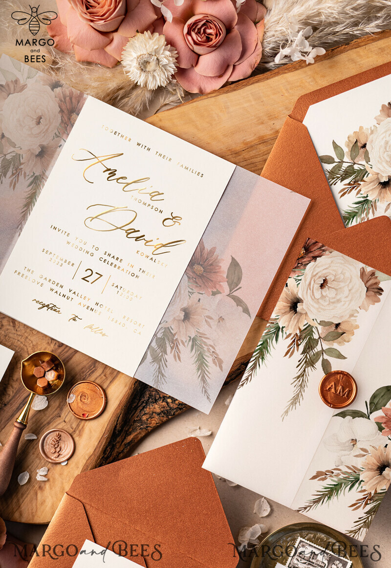 Affordable Glamour: Romantic Rose Gold Wedding Invitation Suite-1