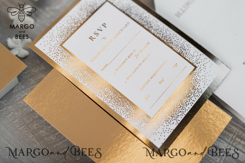 Modern Wedding invitations shiny gold stationery   -26