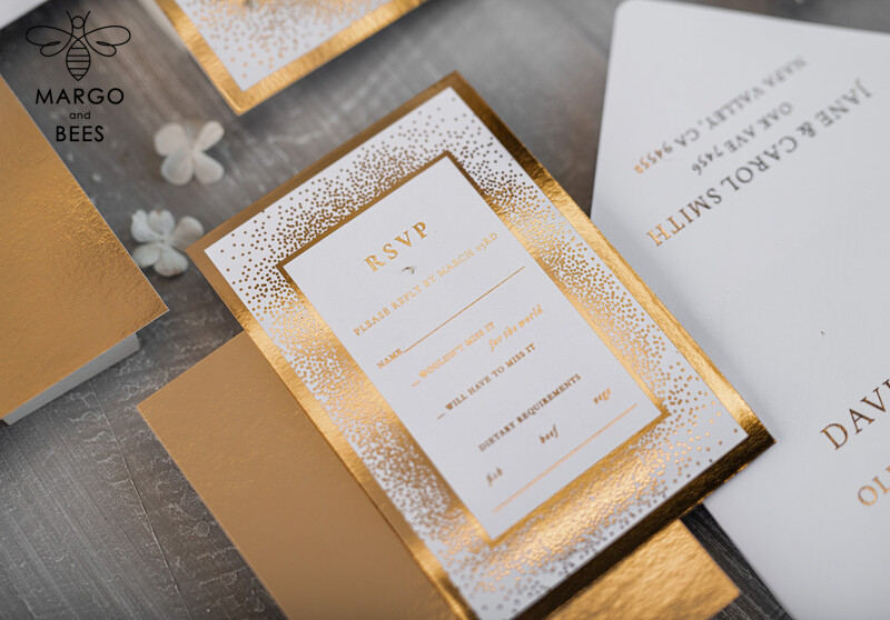 Modern Wedding invitations shiny gold stationery   -27