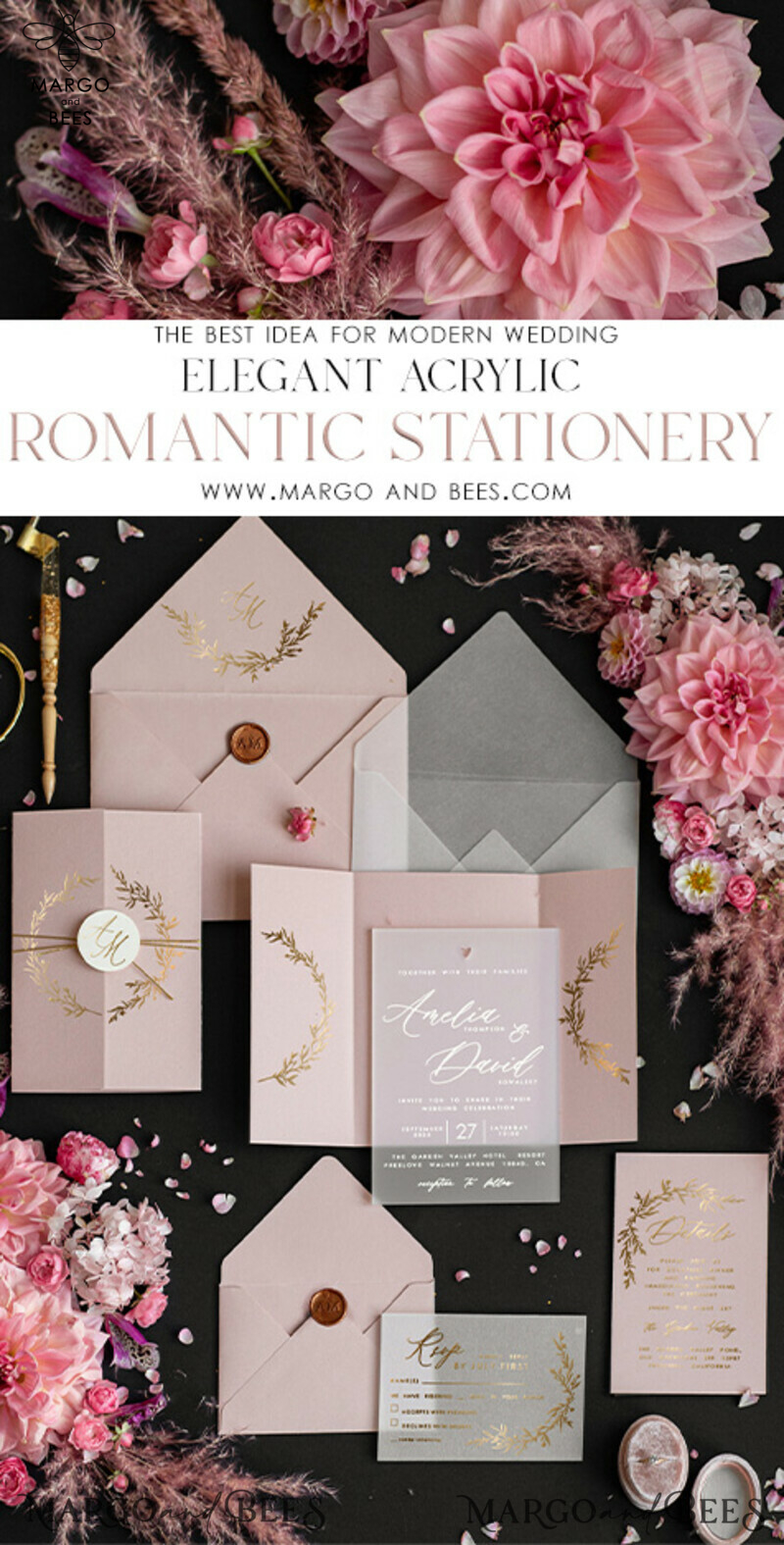 Creating a Timeless and Glamorous Handmade Wedding Invitation Suite with Golden Accents for a Romantic Celebration-3