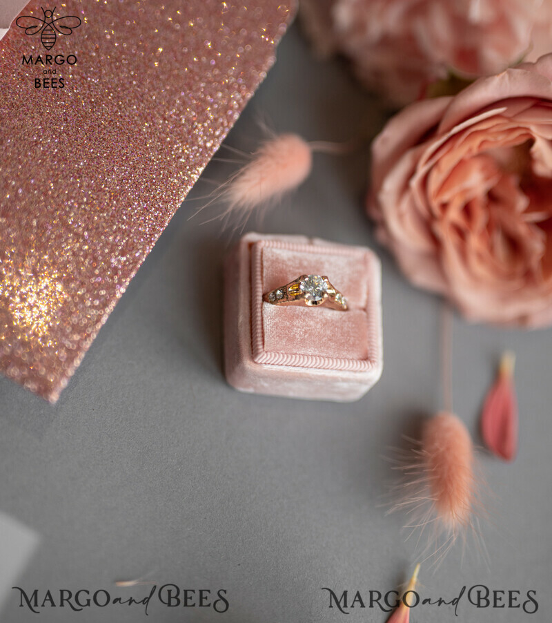  Glamour Rose Gold Wedding Invitations, Luxury Pink Glitter Wedding Cards, Elegant Grey Pink Wedding Invitation Suite, Romantic Blush Pink Wedding Invites-15