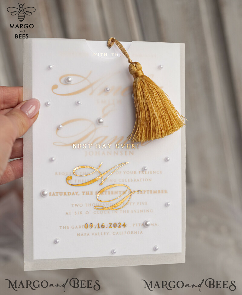 classic elegant vellum etui with pearls wedding invitation suite for summer wedding-14
