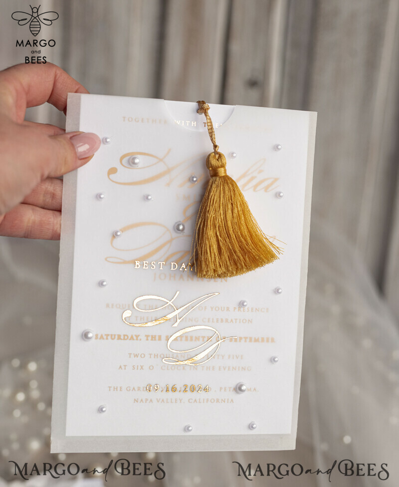 classic elegant vellum etui with pearls wedding invitation suite for summer wedding-15