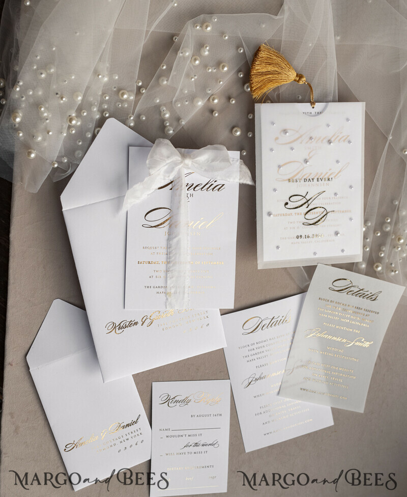 wedding beaded pearls invitations. New hot trend of 2024 year is beaded invitations.-14