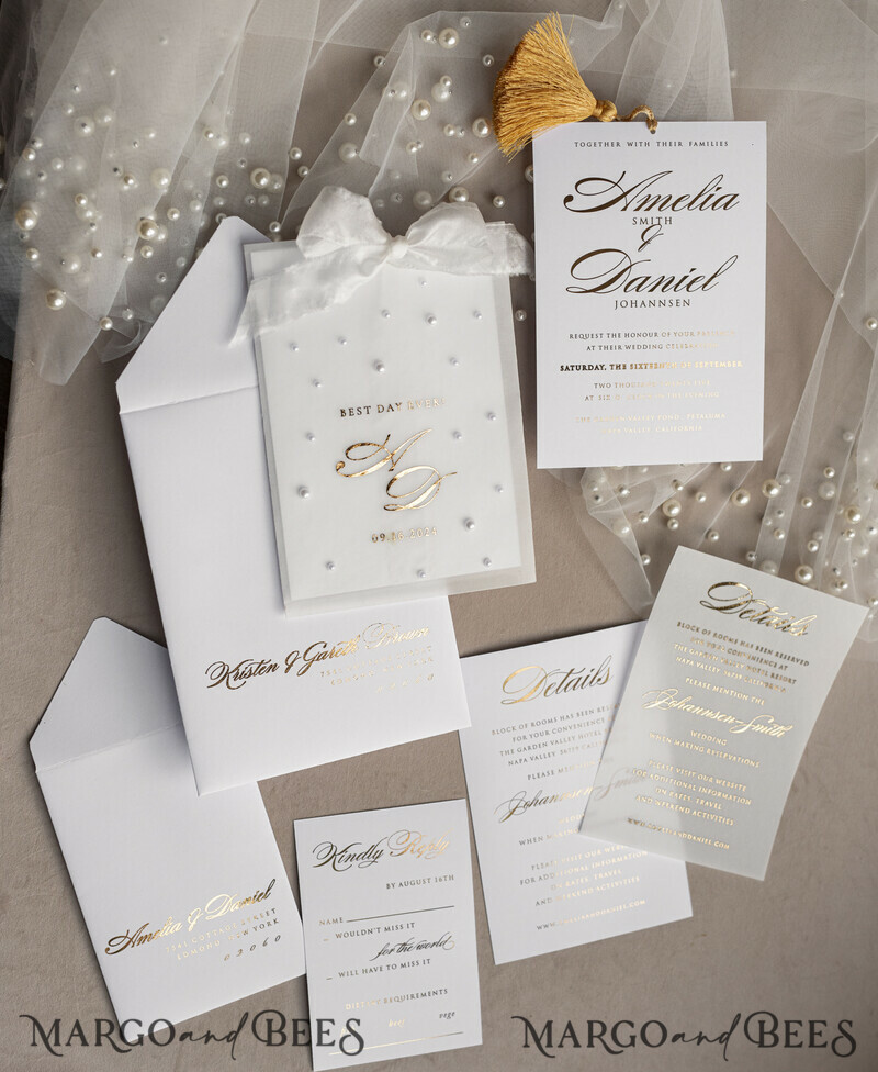 wedding beaded pearls invitations. New hot trend of 2024 year is beaded invitations.-15