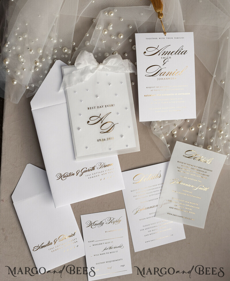 wedding beaded pearls invitations. New hot trend of 2024 year is beaded invitations.-16