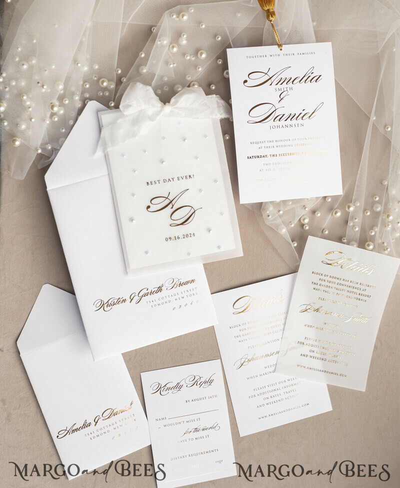 wedding beaded pearls invitations. New hot trend of 2024 year is beaded invitations.-20
