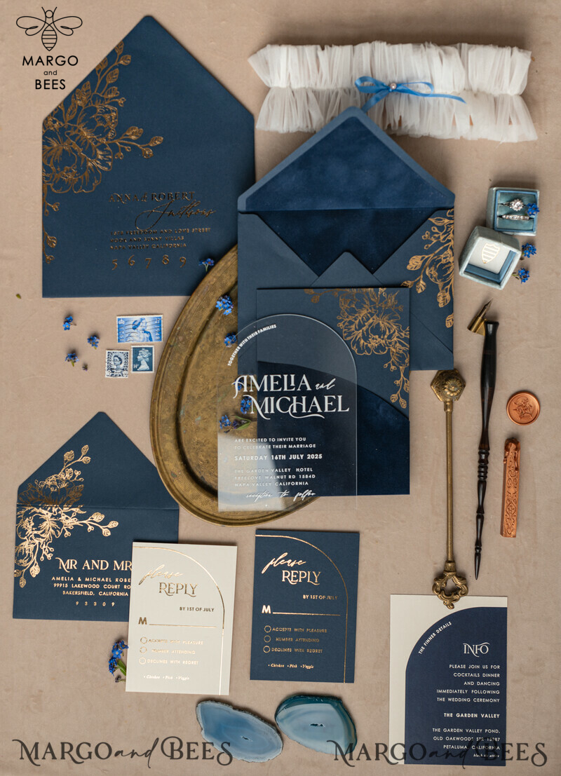 Navy Gold Arch Wedding Invitations: Add a Touch of Elegance to Your Big Day with Our Stunning Designs!

Introducing Plexi Pocket Velvet Wedding Invitations: Luxurious and Stylish, Perfect for Your Special Day!

Dark Blue Gold Wedding Invitation Suite: Create a Timeless and Regal Atmosphere for Your Wedding with Our Exquisite Designs!

Elegant Wedding Cards: Make a Lasting Impression with Our Sophisticated Invitations, Truly Reflecting the Beauty of Your Love Story.-1