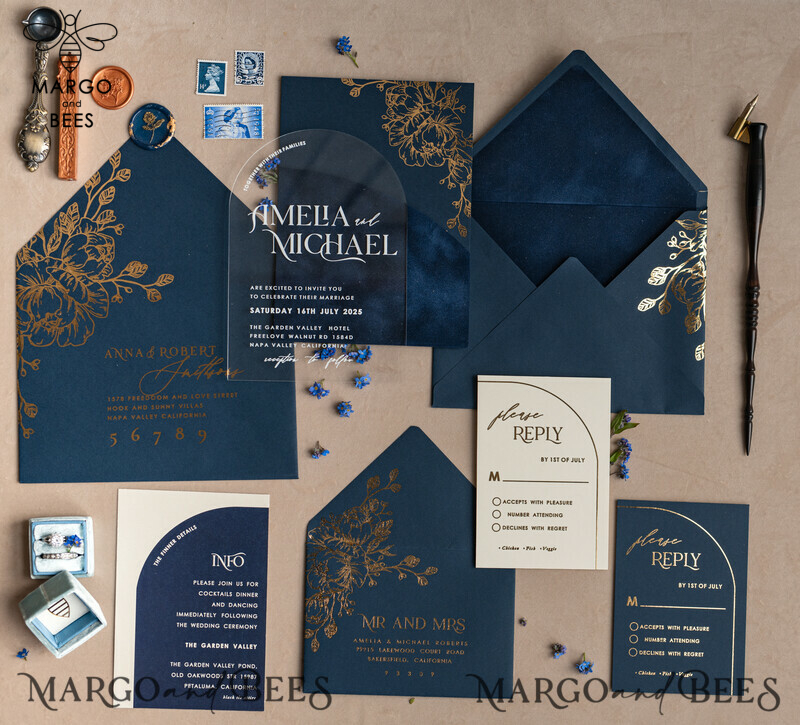Navy Gold Arch Wedding Invitations: Add a Touch of Elegance to Your Big Day with Our Stunning Designs!

Introducing Plexi Pocket Velvet Wedding Invitations: Luxurious and Stylish, Perfect for Your Special Day!

Dark Blue Gold Wedding Invitation Suite: Create a Timeless and Regal Atmosphere for Your Wedding with Our Exquisite Designs!

Elegant Wedding Cards: Make a Lasting Impression with Our Sophisticated Invitations, Truly Reflecting the Beauty of Your Love Story.-0