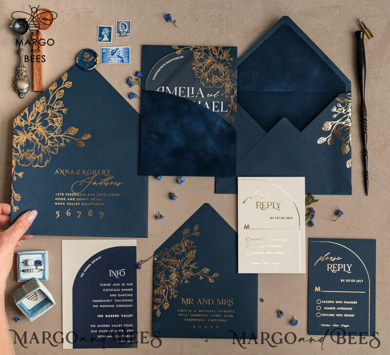 Navy Gold Arch Wedding Invitations: Add a Touch of Elegance to Your Big Day with Our Stunning Designs!

Introducing Plexi Pocket Velvet Wedding Invitations: Luxurious and Stylish, Perfect for Your Special Day!

Dark Blue Gold Wedding Invitation Suite: Create a Timeless and Regal Atmosphere for Your Wedding with Our Exquisite Designs!

Elegant Wedding Cards: Make a Lasting Impression with Our Sophisticated Invitations, Truly Reflecting the Beauty of Your Love Story.-19