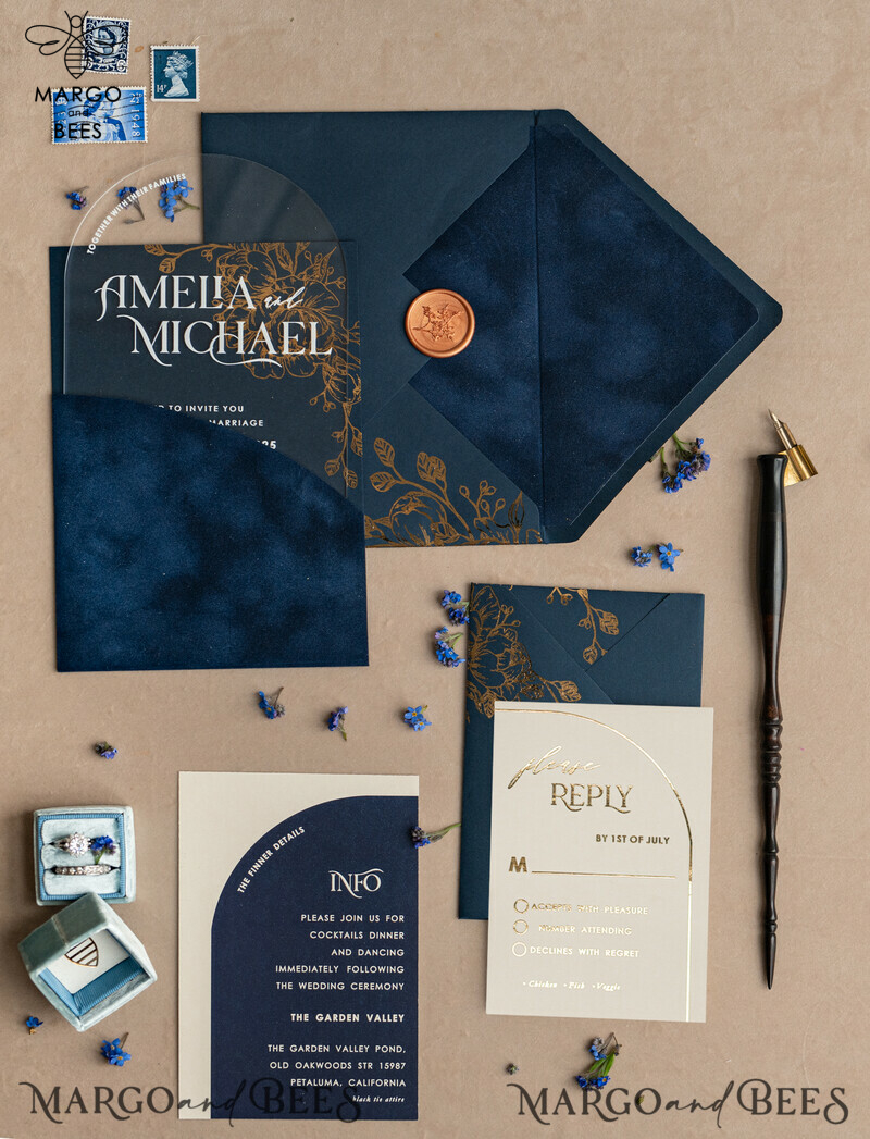 Navy Gold Arch Wedding Invitations: Add a Touch of Elegance to Your Big Day with Our Stunning Designs!

Introducing Plexi Pocket Velvet Wedding Invitations: Luxurious and Stylish, Perfect for Your Special Day!

Dark Blue Gold Wedding Invitation Suite: Create a Timeless and Regal Atmosphere for Your Wedding with Our Exquisite Designs!

Elegant Wedding Cards: Make a Lasting Impression with Our Sophisticated Invitations, Truly Reflecting the Beauty of Your Love Story.-20