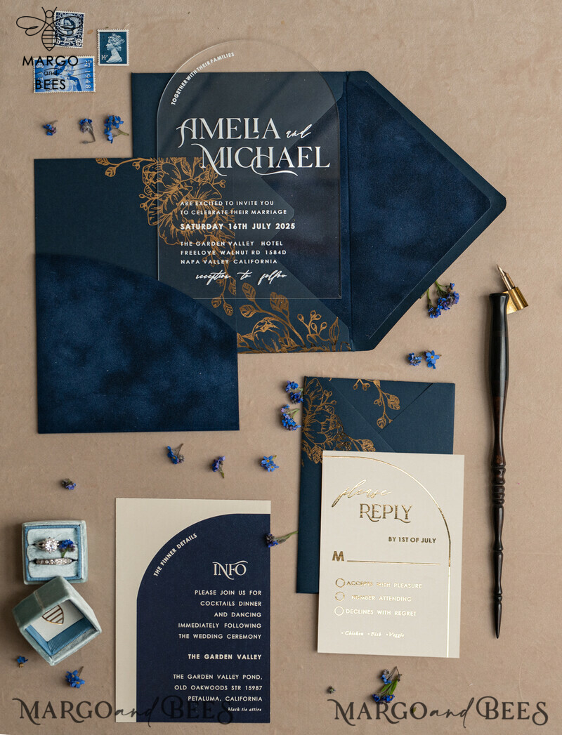 Navy Gold Arch Wedding Invitations: Add a Touch of Elegance to Your Big Day with Our Stunning Designs!

Introducing Plexi Pocket Velvet Wedding Invitations: Luxurious and Stylish, Perfect for Your Special Day!

Dark Blue Gold Wedding Invitation Suite: Create a Timeless and Regal Atmosphere for Your Wedding with Our Exquisite Designs!

Elegant Wedding Cards: Make a Lasting Impression with Our Sophisticated Invitations, Truly Reflecting the Beauty of Your Love Story.-21