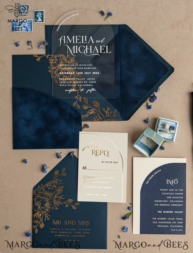 Navy Gold Arch Wedding Invitations: Add a Touch of Elegance to Your Big Day with Our Stunning Designs!

Introducing Plexi Pocket Velvet Wedding Invitations: Luxurious and Stylish, Perfect for Your Special Day!

Dark Blue Gold Wedding Invitation Suite: Create a Timeless and Regal Atmosphere for Your Wedding with Our Exquisite Designs!

Elegant Wedding Cards: Make a Lasting Impression with Our Sophisticated Invitations, Truly Reflecting the Beauty of Your Love Story.-22