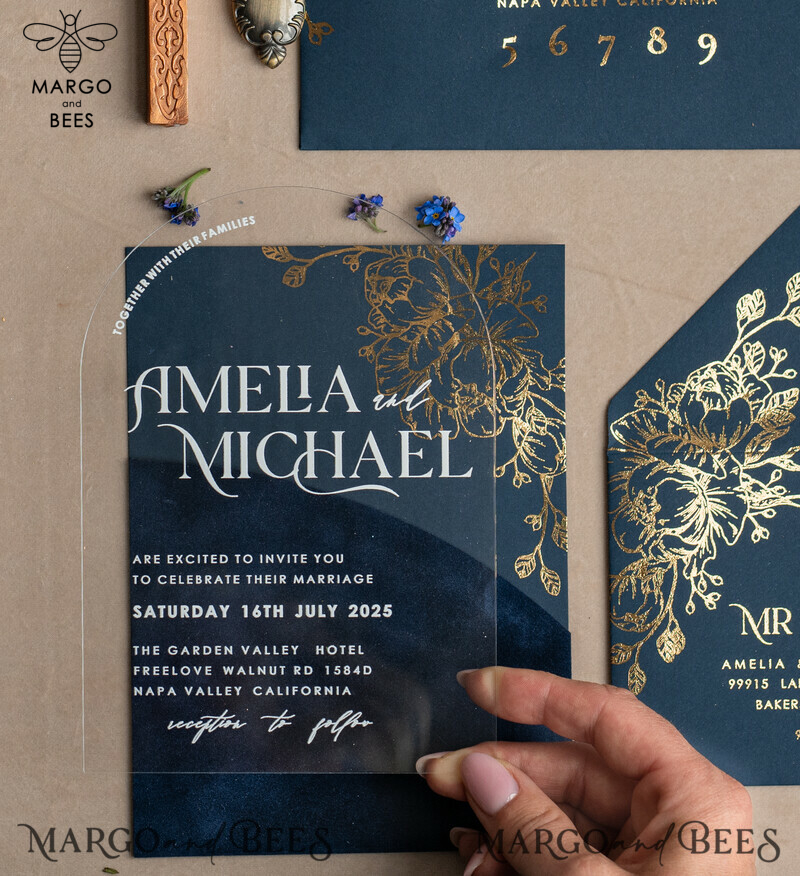 Navy Gold Arch Wedding Invitations: Add a Touch of Elegance to Your Big Day with Our Stunning Designs!

Introducing Plexi Pocket Velvet Wedding Invitations: Luxurious and Stylish, Perfect for Your Special Day!

Dark Blue Gold Wedding Invitation Suite: Create a Timeless and Regal Atmosphere for Your Wedding with Our Exquisite Designs!

Elegant Wedding Cards: Make a Lasting Impression with Our Sophisticated Invitations, Truly Reflecting the Beauty of Your Love Story.-29