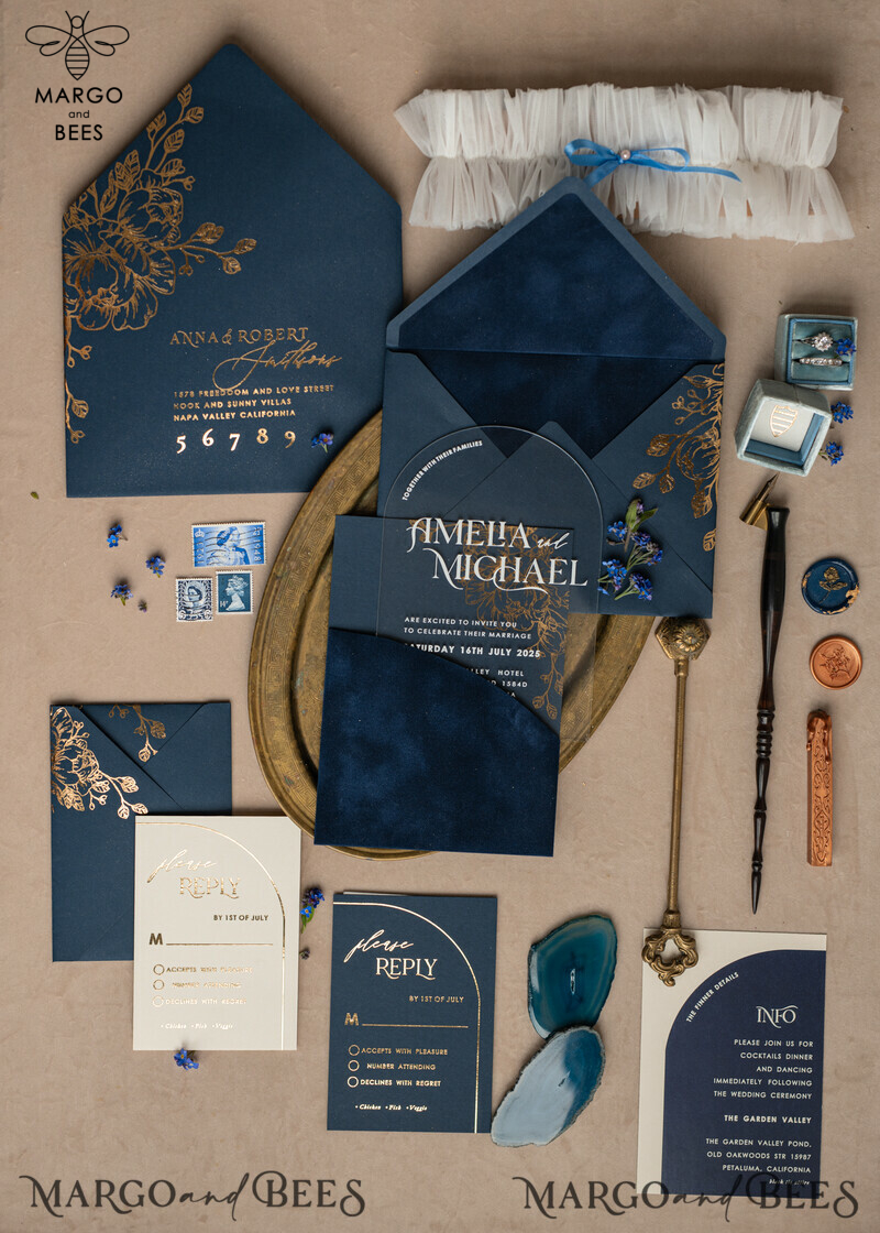 Navy Gold Arch Wedding Invitations: Add a Touch of Elegance to Your Big Day with Our Stunning Designs!

Introducing Plexi Pocket Velvet Wedding Invitations: Luxurious and Stylish, Perfect for Your Special Day!

Dark Blue Gold Wedding Invitation Suite: Create a Timeless and Regal Atmosphere for Your Wedding with Our Exquisite Designs!

Elegant Wedding Cards: Make a Lasting Impression with Our Sophisticated Invitations, Truly Reflecting the Beauty of Your Love Story.-11